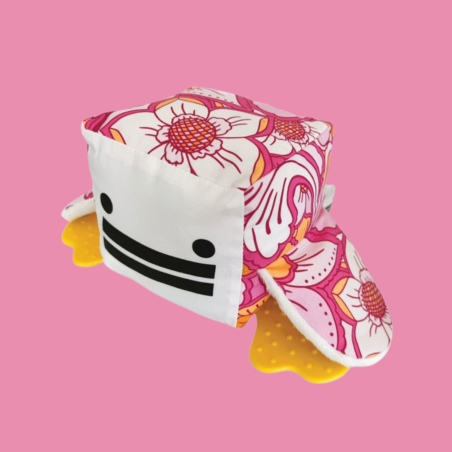 Eco-friendly and Australian-made handmade baby sensory toy — bright boho print duck with soft fabric wings and safe chewable teething feet. Montessori-inspired toy for babies to encourage sensory development, teething relief, and independent play. Perfect unique baby shower gift for new parents.