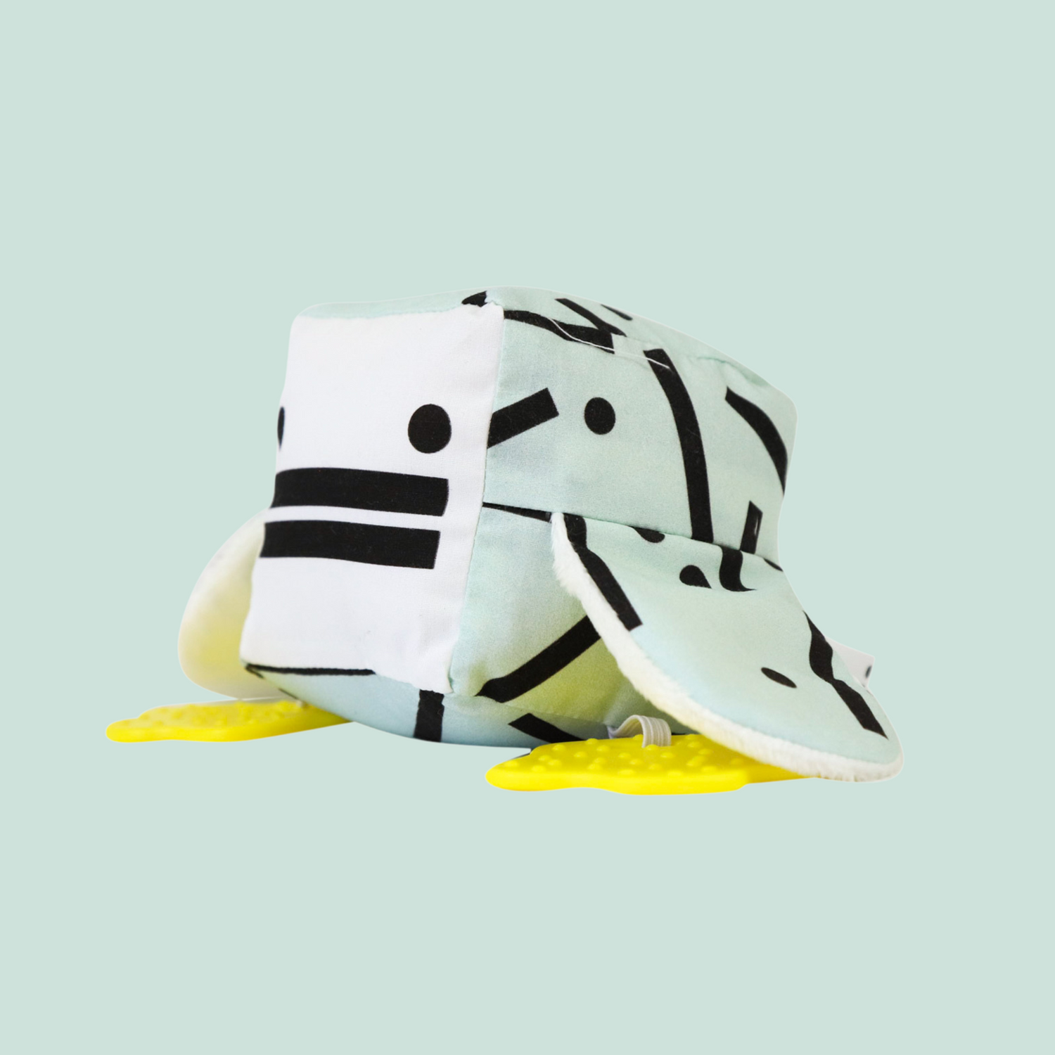 Eco-friendly and Australian-made handmade baby sensory toy — soft mint coloured duck with soft fabric wings and safe chewable teething feet. Montessori-inspired toy for babies to encourage sensory development, teething relief, and independent play. Perfect unique baby shower gift for new parents.